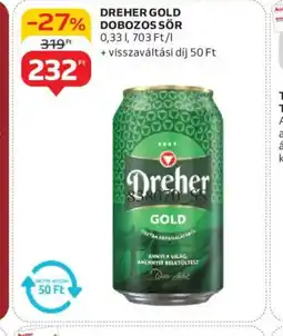Auchan Dreher Gold dobozos sör ajánlat