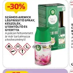 Auchan Számos Airwick légfrissítő spray, készülék, utántöltő és gyertya ajánlat