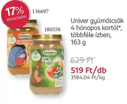 Rossmann Univer gyümölcsök 4 hónapos kortól ajánlat