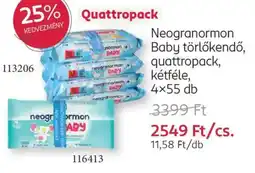 Rossmann Neogranormon Baby törlőkendő, quattropack, kétféle ajánlat