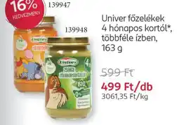 Rossmann Univer főzelékek 4 hónapos kortól ajánlat
