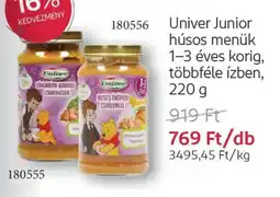 Rossmann Univer Junior húsos menük 1-3 éves korig, többféle ízben ajánlat