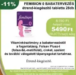 PatikaPlus Femibion 0 babatervezés étrend-kiegészítő tabletta ajánlat