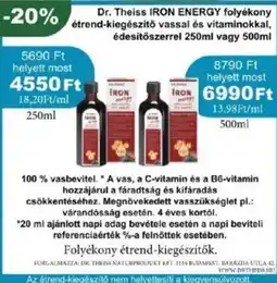 PatikaPlus Dr. theiss iron energy folyékony étrend-kiegészítő vassal és vitaminokkal ajánlat