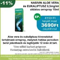PatikaPlus Nasivin aloe vera és eukaliptusz oldatos orrspray ajánlat