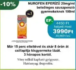 PatikaPlus Nurofen eperízü belsőleges szuszpenzió gyermekeknek ajánlat