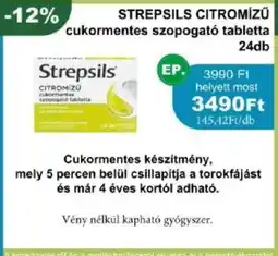 PatikaPlus Strepsils citromízű cukormentes szopogató tabletta ajánlat