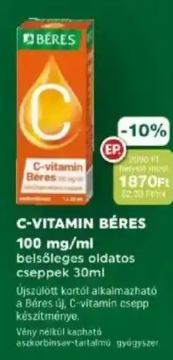 PatikaPlus C-vitamin béres belsőleges oldatos cseppek ajánlat