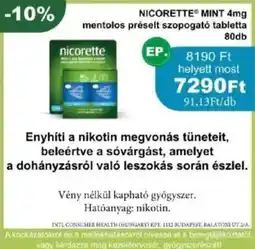 PatikaPlus Nicorette mint mentolos préselt szopogató tabletta ajánlat