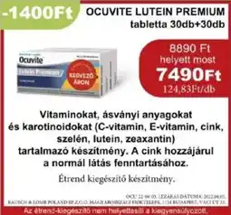 PatikaPlus Ocuvite lutein premium tabletta ajánlat