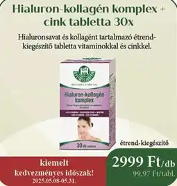 Herbária Hialuron-kollagén komplex + cink tabletta ajánlat