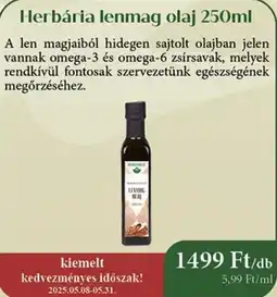 Herbária Herbária lenmag olaj ajánlat