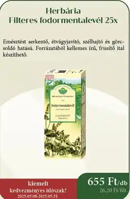 Herbária Herbária Filteres fodormentalevél ajánlat