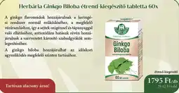Herbária Herbária Ginkgo Biloba étrend-kiegészítő tabletta ajánlat