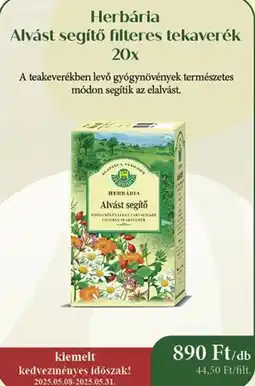 Herbária Herbária Alvást segítő filteres tekaverék ajánlat