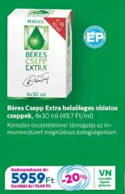 Gyöngy Patikák Béres Csepp Extra belsőleges oldatos cseppek ajánlat