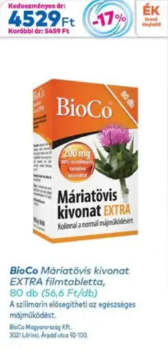 Gyöngy Patikák BioCo Máriatövis kivonat EXTRA filmtabletta ajánlat
