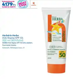 Gyöngy Patikák Herbária Herba Kids Naptej SPF 50 ajánlat