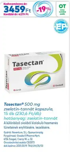 Gyöngy Patikák Tasectan zselatin-tannát kapszula ajánlat