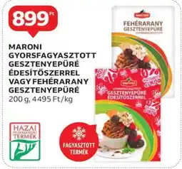 Auchan MARONI GYORSFAGYASZTOTT GESZTENYEPÜRÉ ÉDESÍTŐSZERREL VAGY FEHÉRARANY GESZTENYEPÜRÉ ajánlat