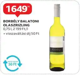 Auchan Borbély Balatoni Olaszrizling ajánlat