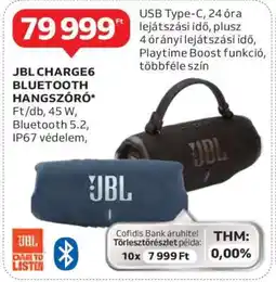 Auchan JBL CHARGE6 BLUETOOTH HANGSZÓRÓ ajánlat