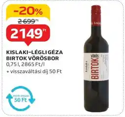 Auchan Kislaki–Légli Géza Birtok Vörösbor ajánlat