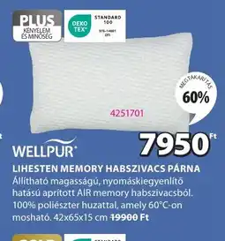 JYSK Wellpur lihesten memory habszivacs párna ajánlat