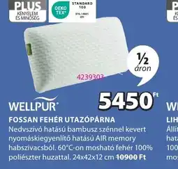 JYSK Wellpur fossan fehér utazópárna ajánlat