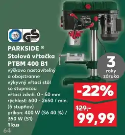 Kaufland SK PARKSIDE Stolová vŕtačka PTBM 400 B1 ajánlat