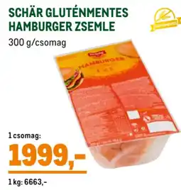 Metro Schär gluténmentes hamburger zsemle ajánlat