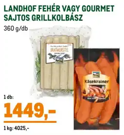 Landhof fehér / gourmet sajtos grillkolbász