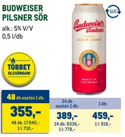 Metro Budweiser Pilsner sör ajánlat