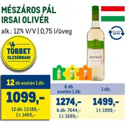 Metro Mészáros Pál Irsai Olivér ajánlat