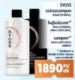 SYOSS szárazsampon / hajbalzsam / sampon