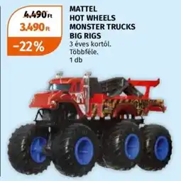 Müller Mattel hot wheels monster trucks big rigs ajánlat
