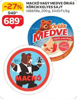 Auchan Mackó / medve óriás körcikkelyes sajt ajánlat