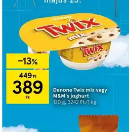 Tesco Danone Twix mix vagy M&M's joghurt ajánlat