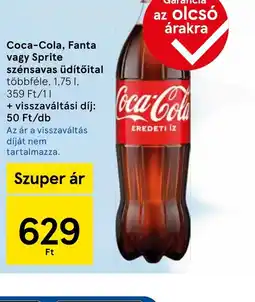 Tesco Coca-Cola, Fanta vagy Sprite szénsavas üdítőital ajánlat