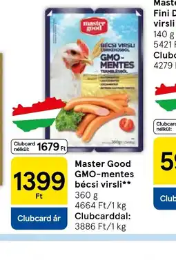 Tesco Master Good GMO-mentes bécsi virsli ajánlat