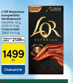 Tesco L'OR Nespresso kompatibilis kávékapszula ajánlat