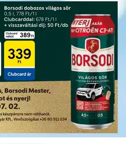 Tesco Borsodi dobozos világos sör ajánlat