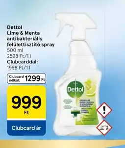 Tesco Dettol Lime & Menta antibakteriális felülettisztít spray ajánlat