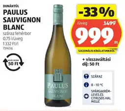ALDI Dunántúl paulus sauvignon blanc ajánlat