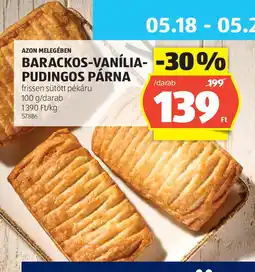 ALDI Azon melegében barackos-vanília- pudingos párna ajánlat