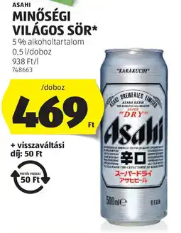 ALDI Asahi minőségi világos sör ajánlat