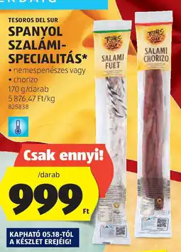 ALDI Tesoros del sur spanyol szalámi- specialitás ajánlat