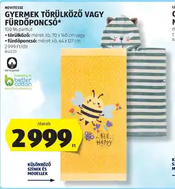 ALDI Novitesse gyermek törülköző vagy fürdőponcsó ajánlat