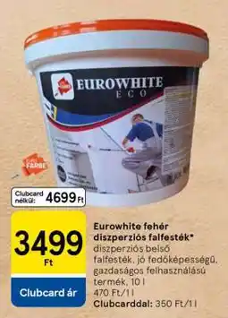 Tesco Eurowhite fehér diszperziós falfesték ajánlat