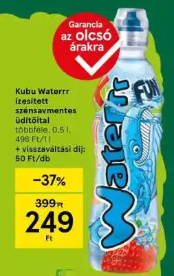Tesco Kubu Waterrr ízesített szénsavmentes üdítőital ajánlat